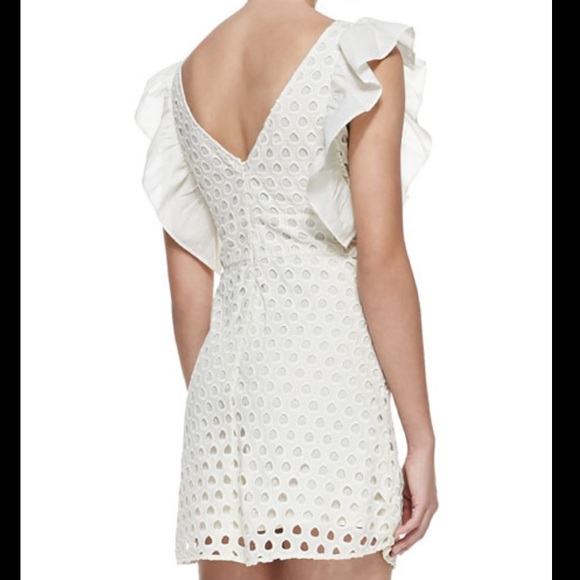 Pam & Gela Lou Flutter Sleeve Eyelet Dress 8 White - Picture 2 of 13